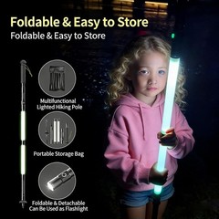 LED Glow Trekking Pole, Glowing Tactical Survival Hiking Stick, Light-up Walking