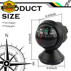 Car Compass Ball Dashboard Mount Night Vision Adjustable for Car Truck SUV Boat