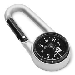 Amazon Basics Carabiner Keychain Compass for 2.68” x 1.18” x 0.51”, Silver