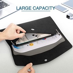 File Folder, PU Leather Document Holder File Organizer A4 A Black Style 1