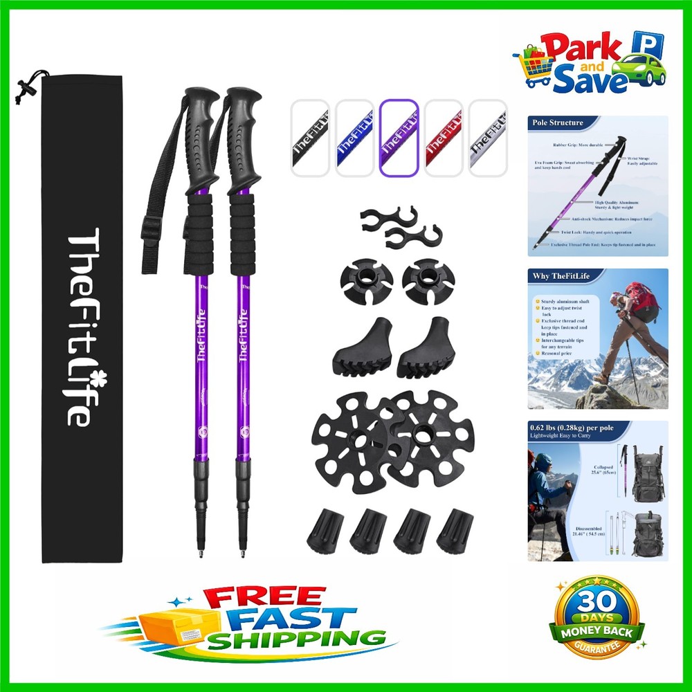 Adjustable Ultralight Trekking Poles with Shock Absorption – Perfect for Hiking