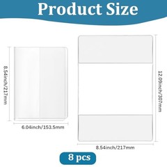 8Pcs A5 Clear Hardcover Protection Waterproof Transparent 8.54 x 12.09 inch