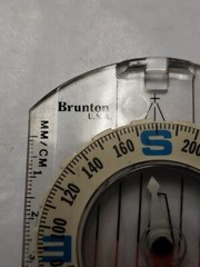 Vintage BRUNTON USA Compass 1991 Clear Blue Letters White No Batteries Needed