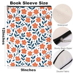 Book Sleeve Book Lovers Gifts Waterproof Books Pouch Red Plant Flower 1280