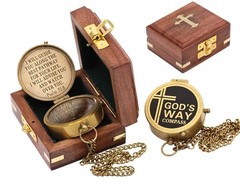 God’s Way Compass, Psalm 328, Solid Brass Directional Engraved Compass, Bapti…