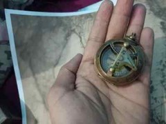 Antique Brass Sundial Compass Vintage Pocket Style Nautical Gift