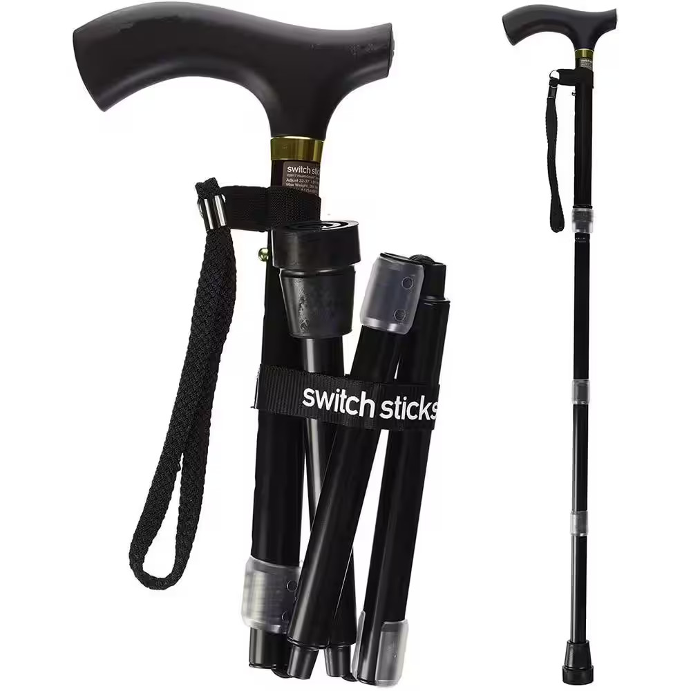 Luxury Folding Walking Stick, 32 in to 37 In, Cane with Water Resistant Bag, Wri