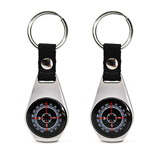 2 Pack Style Key Ring Compass | Keychain Military Magnetic Compass |