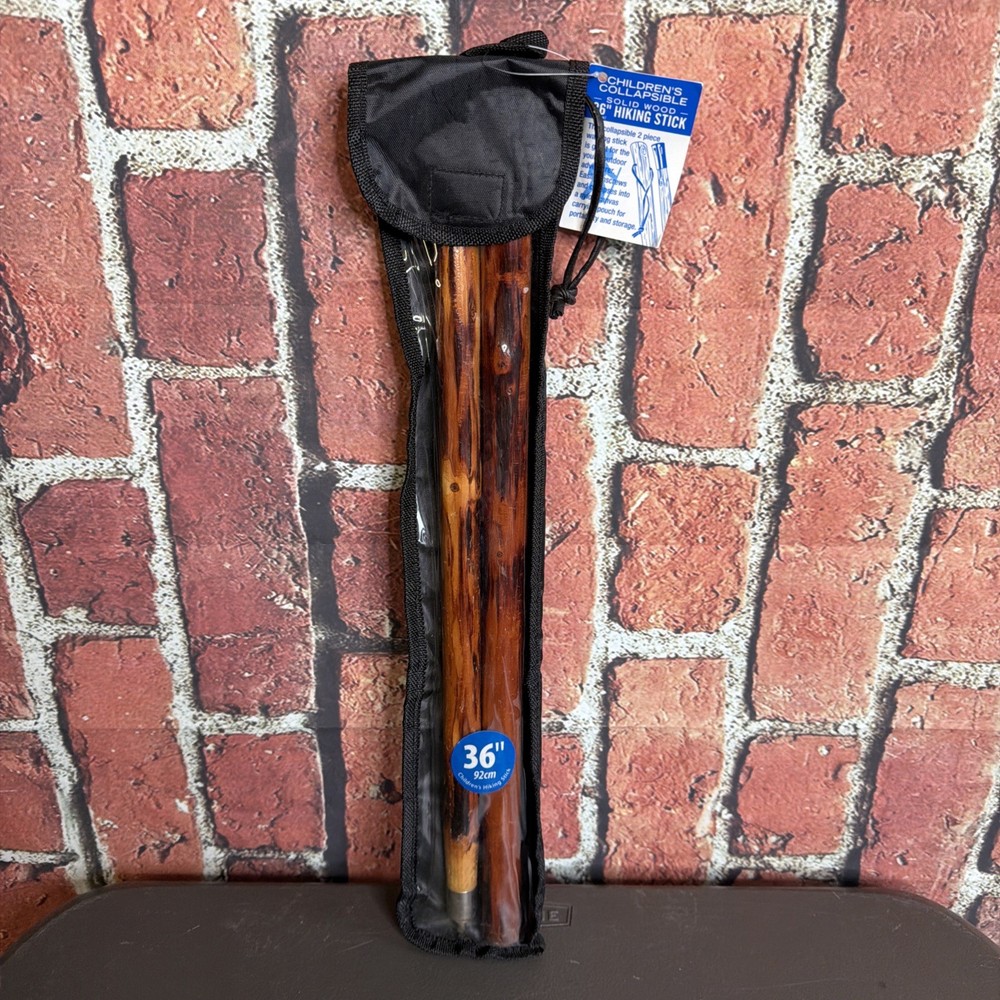 Childrens Hiking Walking Stick Pole Collapsible Hardwood-36″