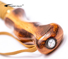 3-Pc Detachable Hardwood Walking Stick Pine Handle with Compass (Nature Color, 5