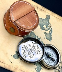 Jeremiah 2911 Engraved Brass Compass Leather Case Christian Baptism Gift