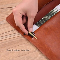 PU Leather File Folder Document Holder Envelope Folder Case with Snap A4 Brown