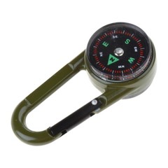 Outdoor Multifunctional Hiking Metal Carabiner Mini Compass Thermometer Keychain
