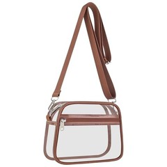 Clear Bag for Stadium Events Clear Sports Fan Handbags Medium Coffee Brown