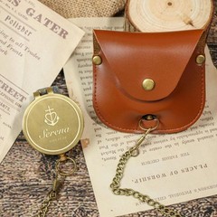 Retro PU Leather Compass Bag Portable Waist Pouch Outdoor Camping Watch Case
