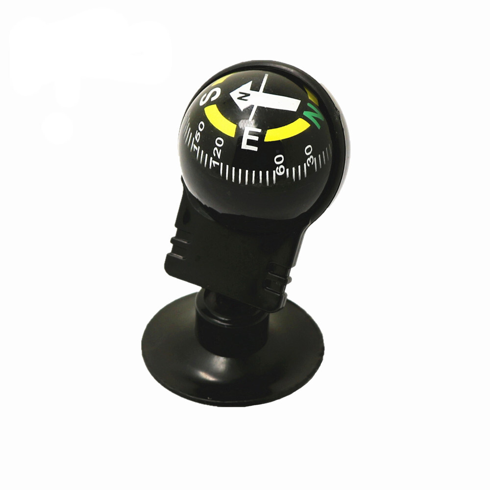 Car Compass 360 Degree Rotation Waterproof Vehicle Navigation Compass Ball Black