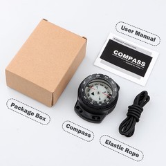 Scuba Dive Compass, Waterproof 5ATM Marine Navigation Wrist Compass Black
