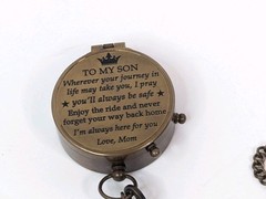 Gift for Son from Mom Dad | Engraved Compass 2″ Father to Son Gifts Mom to Son