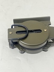 Vintage Lensatic Compass Green Metal Magnifying Lens and Sighting Compass
