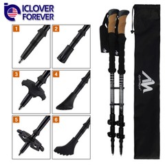 2Pack Trekking Walking Hiking Sticks Poles Adjustable Alpenstock Anti-shock Cane