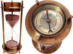 Nautical Brass Sand Timer Hourglass Maritime Brass Compass Table Decorative Gift
