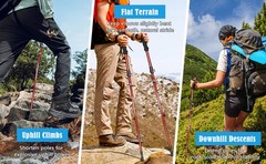 Collapsible Trekking Poles Folding Hiking Poles, Adjustable Height, Lightweight