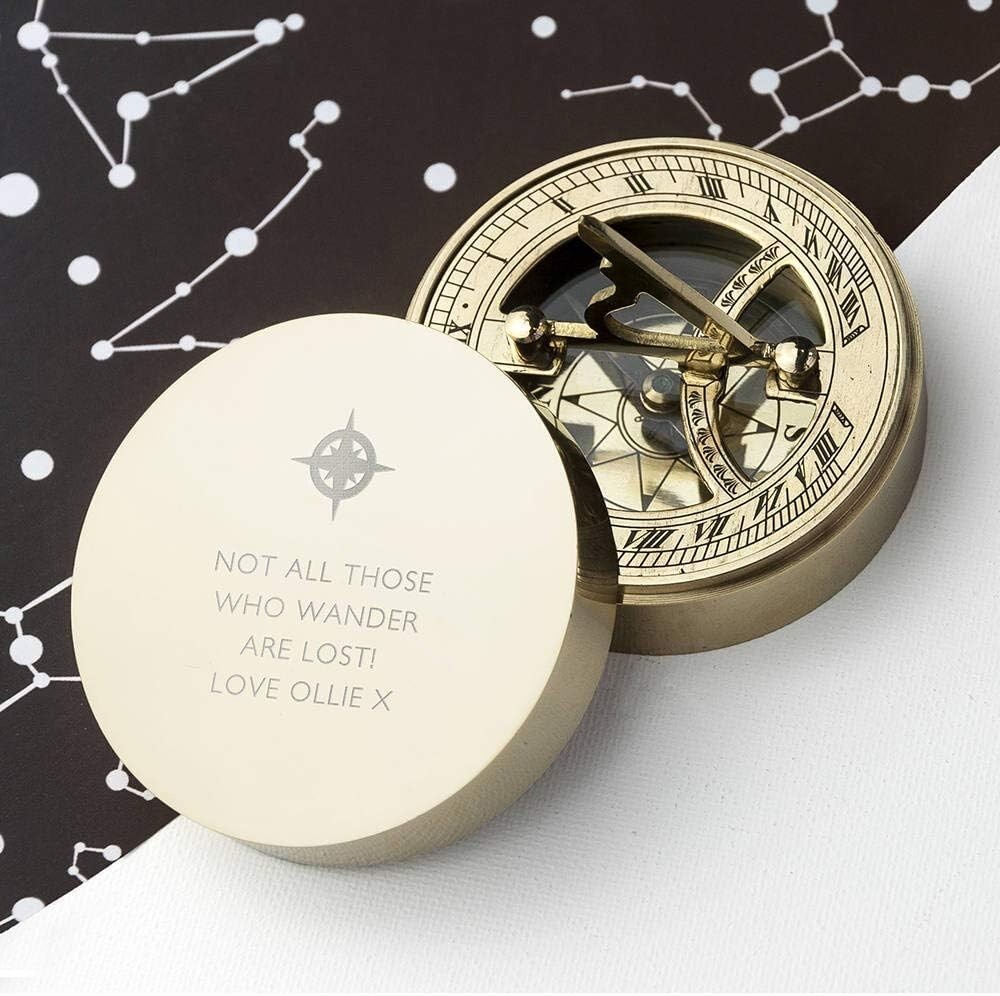 Personalized Compass Sundial for Dad Compass Compass Engraved Antique Compass