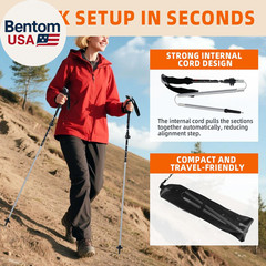 Collapsible Trekking Poles for Hiking – Lightweight Foldable Hiking Poles, 2 Pac