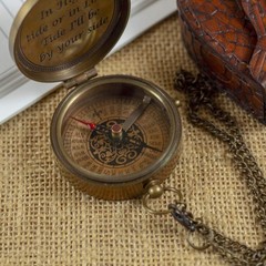 Calyron Brass Pocket Magnetic 2″ Compass with Chain Nautical Sailor Small