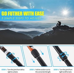 G2 GO2GETHRE Multipurpose Telescopic Trekking Poles Strong Aircraft Alloy