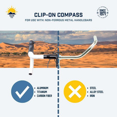 Clip-On Compass for Bikes | Handlebar Compass for Bicycle, Motorcycle, ATV, or S