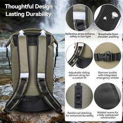 Floating Roll Top Dry Bag, Flexible Lightweight TPU Waterproof 30L Green
