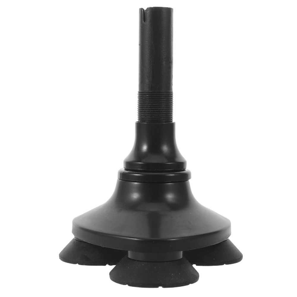 2 Pack Black Self Standing Walking Cane Tips Durable 3 Prong Rubber Bases