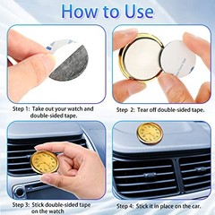 2 Pieces Stick on Dashboard Car Clock Mini Tiny Small Luminous Black, Gold