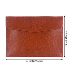 PU Leather File Folder Document Holder Envelope Folder Case with Snap A4 Brown