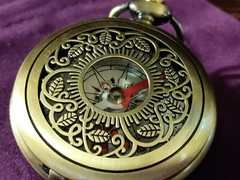 Push Button Heavy Brass Ornate Compass with Velvet Bag