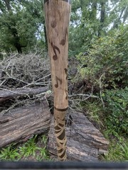 Handcrafted 56″ Post Oak Hiking Staff Wood Walking Stick Custom Art