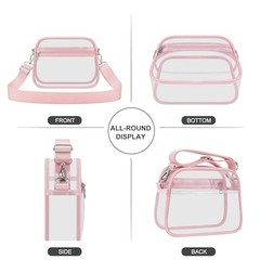 Clear Bag for Stadium Events Clear Sports Fan Handbags Purses with Medium Pink