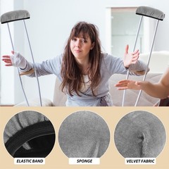 2Pcs Lightweight Grey Crutch Padding Soft Sponge Material Anti-Collision Covers