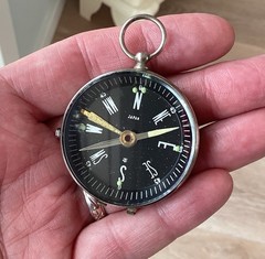 Vintage D Detroit Tigers Engraved Metal Compass Japan Pocket Watch Style
