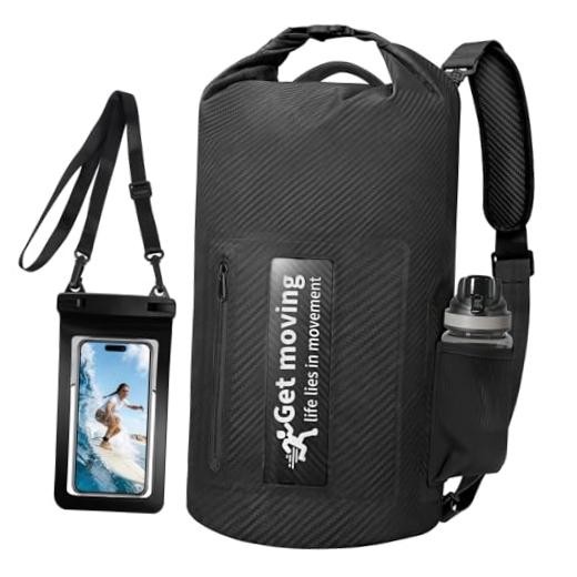 Dry Bag Waterproof Backpack for Women Men/20L Roll Top Dry Bags for 10L Black