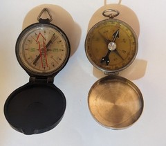 Set of 2 Vintage liquid filled pocket compasses. 1 German 1 Japan both working