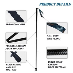 OK HEALING 5-Section Folding 3K Carbon Fiber Trekking Poles Hiking Walking Stick