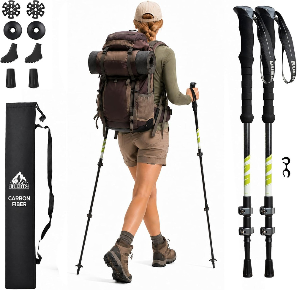 100% 3K Carbon Fiber Trekking Poles for Hiking Ultralight Collapsible Hiking Pol