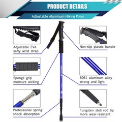 1 Pair Trekking Walking Hiking Sticks Anti-shock Adjustable Alpenstock Poles