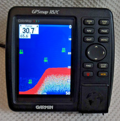 GARMIN GPSMAP 182C MARINE CHART PLOTTER FISHFINDER GPS UNIT w/ POWER KNOBS COVER