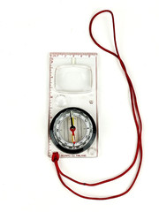 Vintage Suunto Finland Unmounted Map Reading Compass w/ Magnifiers & Red Lanyard
