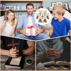 Mootycapa 20 Sets Compass Bulk Gifts Father’s Day Bible Verse Mini Silver