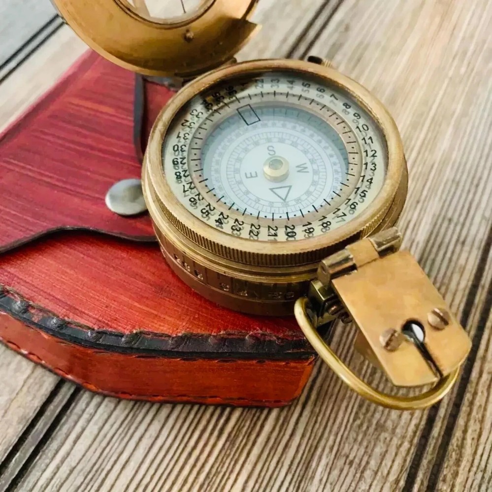Vintage Nautical Solid Brass WWII Military Marine Pocket Compass Gift Occasions