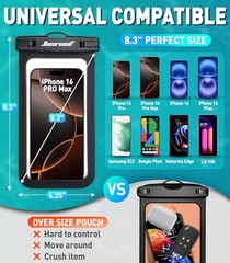 Waterproof Pouch for iPhone, Waterproof Phone Bag Travel Pack of 4 Black